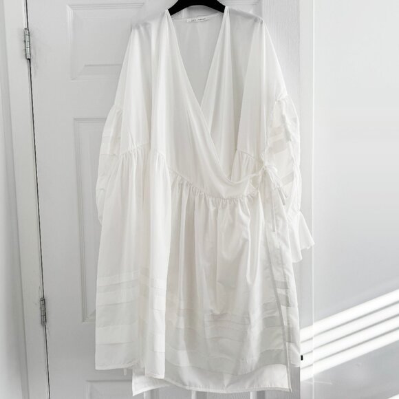 Cecilie Bahnsen "Amelie" Taffeta Wrap Dress in White, size M/L - Picture 4 of 10